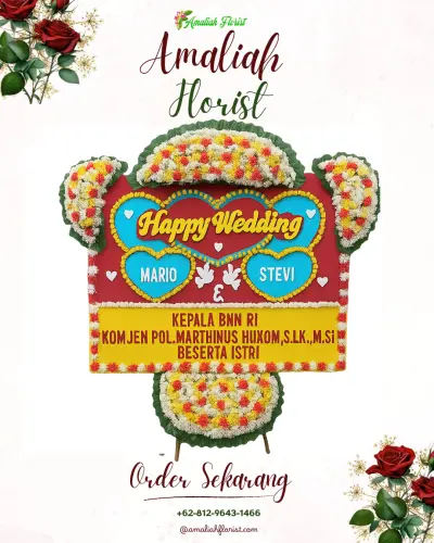 Karangan Papan Bunga Pernikahan di Sibanggede